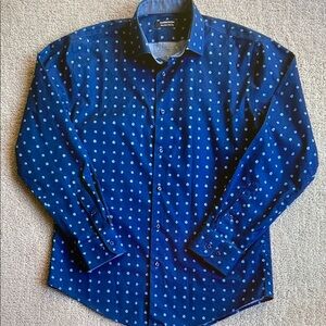 Nordstrom Navy Blue Polka Dot Dress Shirt